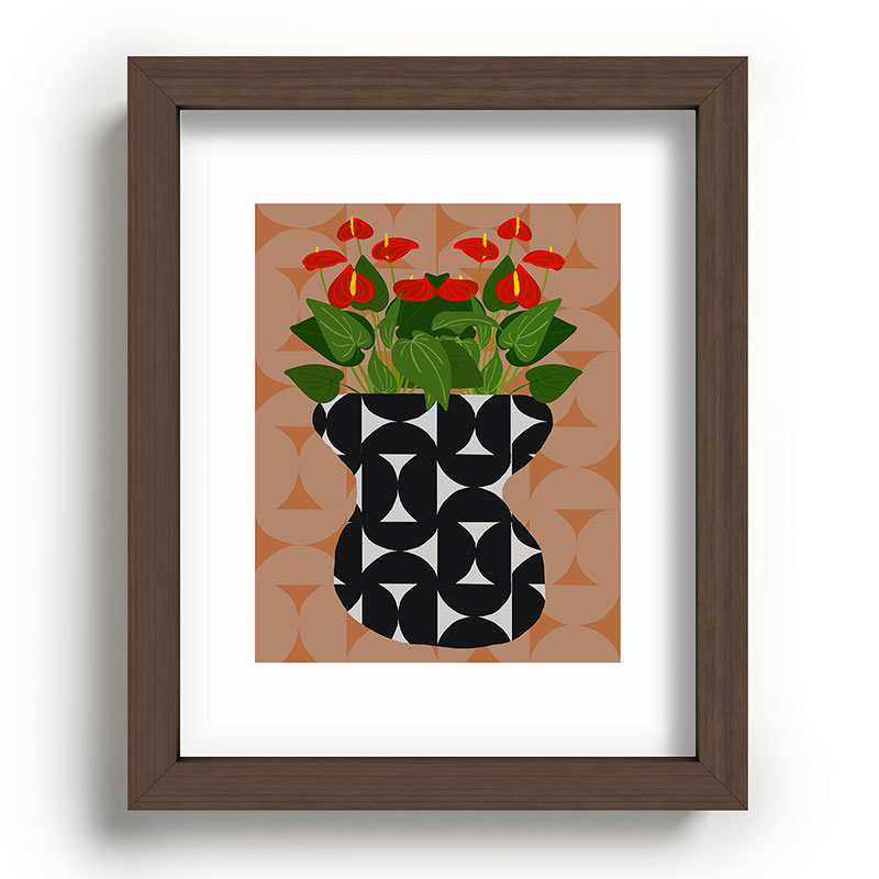 Coco de Paris Green plant retro style 7 Recessed Framing Rectangle