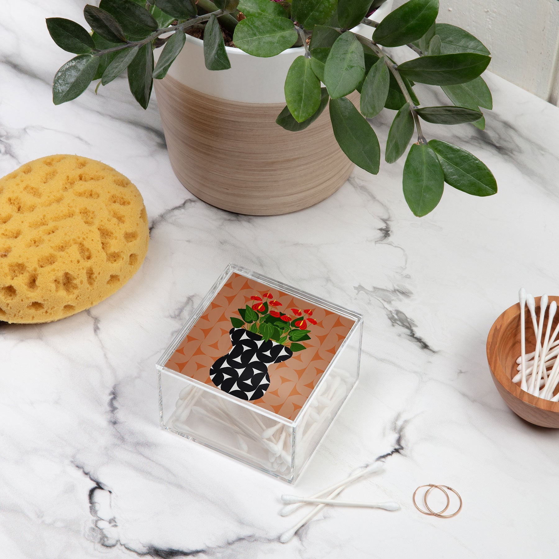 Coco de Paris Green plant retro style 7 Acrylic Box