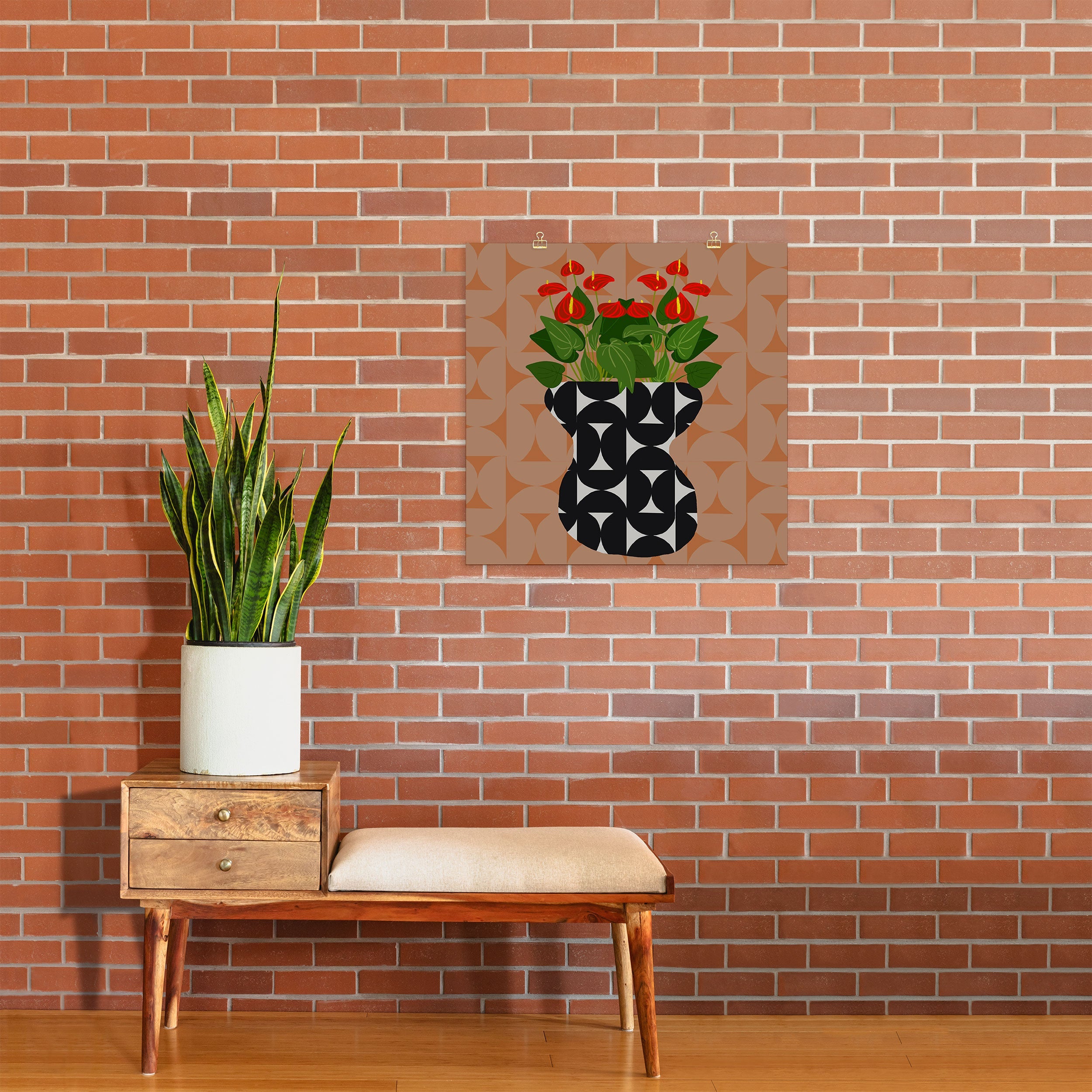 Coco de Paris Green plant retro style 7 Art Print