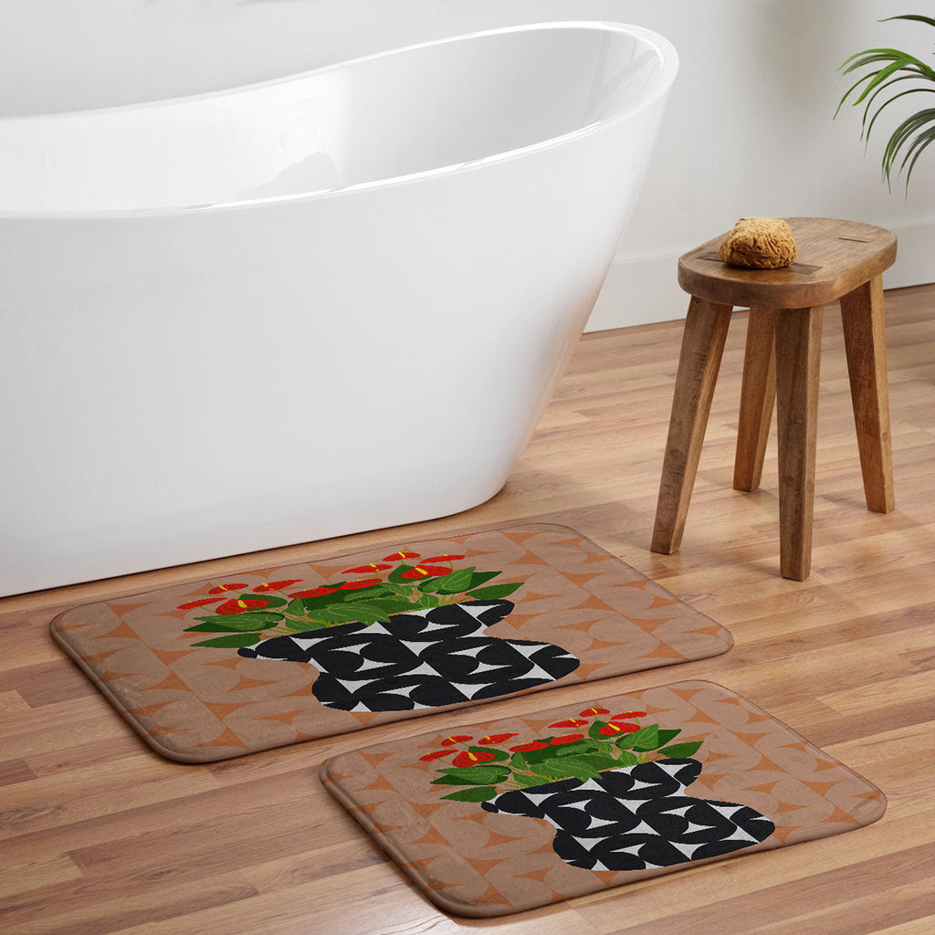 Coco de Paris Green plant retro style 7 Memory Foam Bath Mat