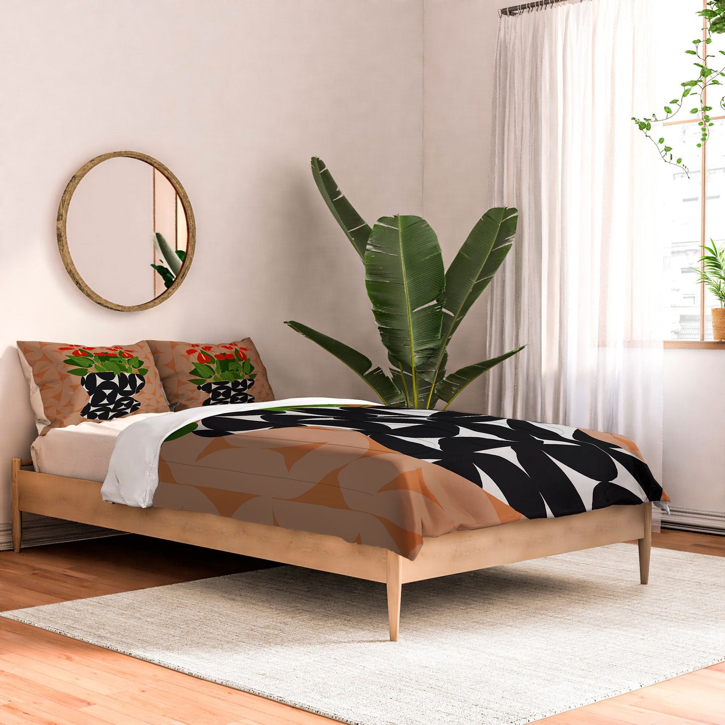 Coco de Paris Green plant retro style 7 Comforter