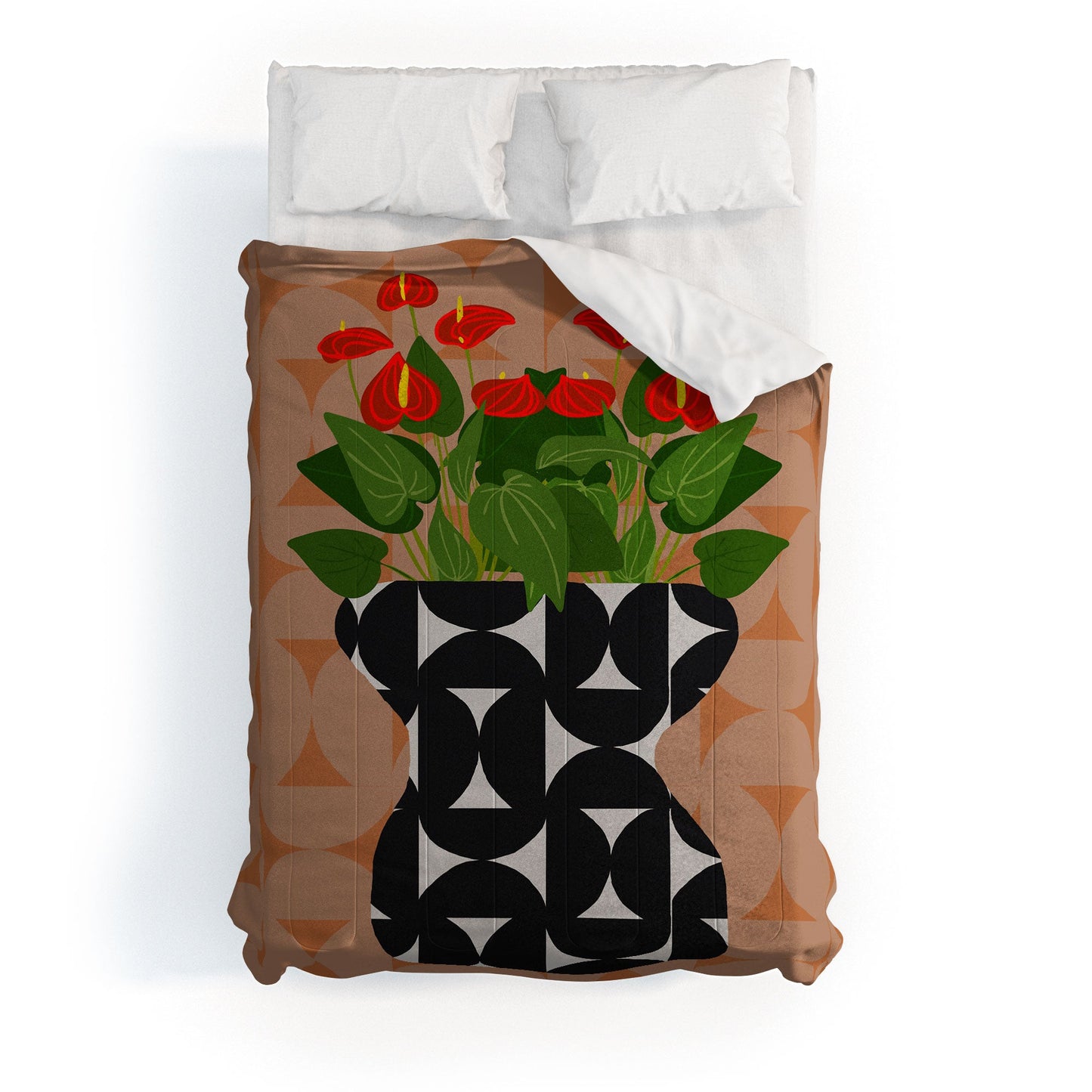 Coco de Paris Green plant retro style 7 Comforter