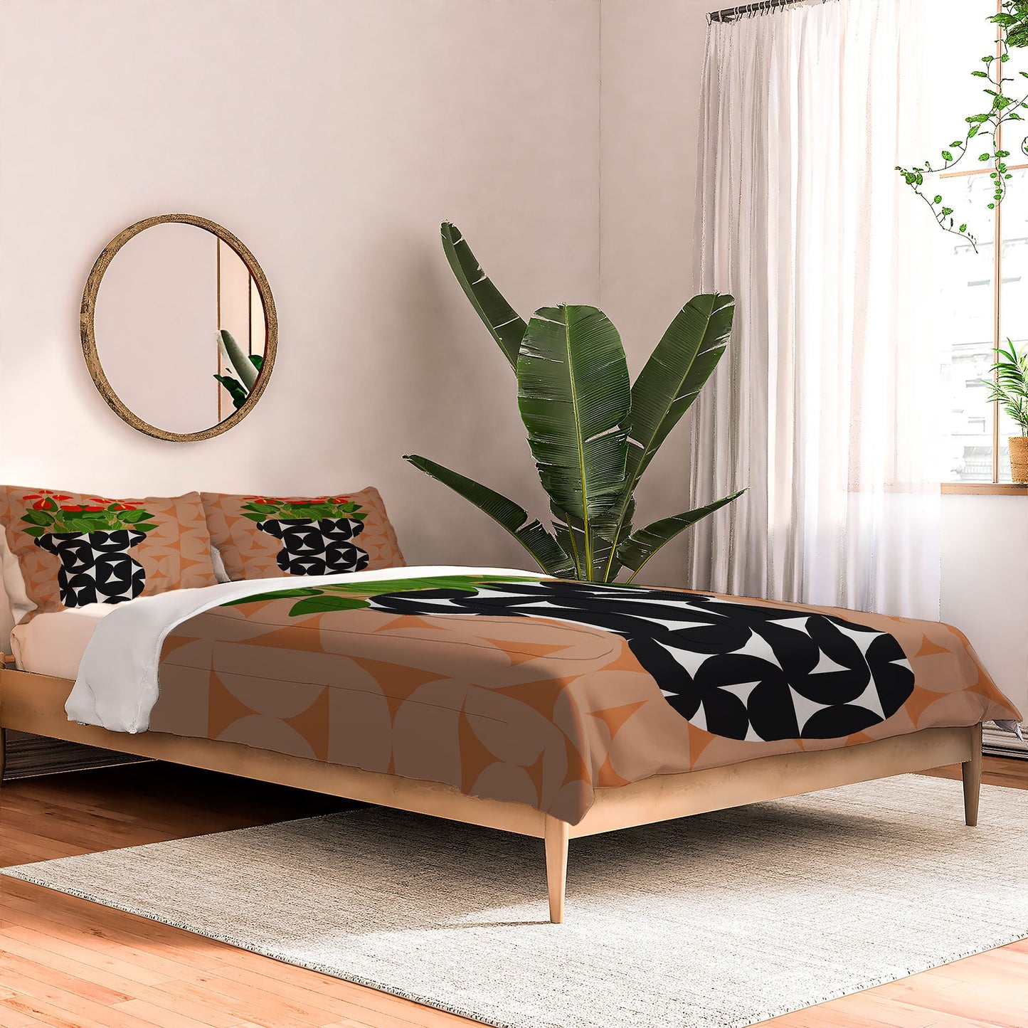 Coco de Paris Green plant retro style 7 Comforter