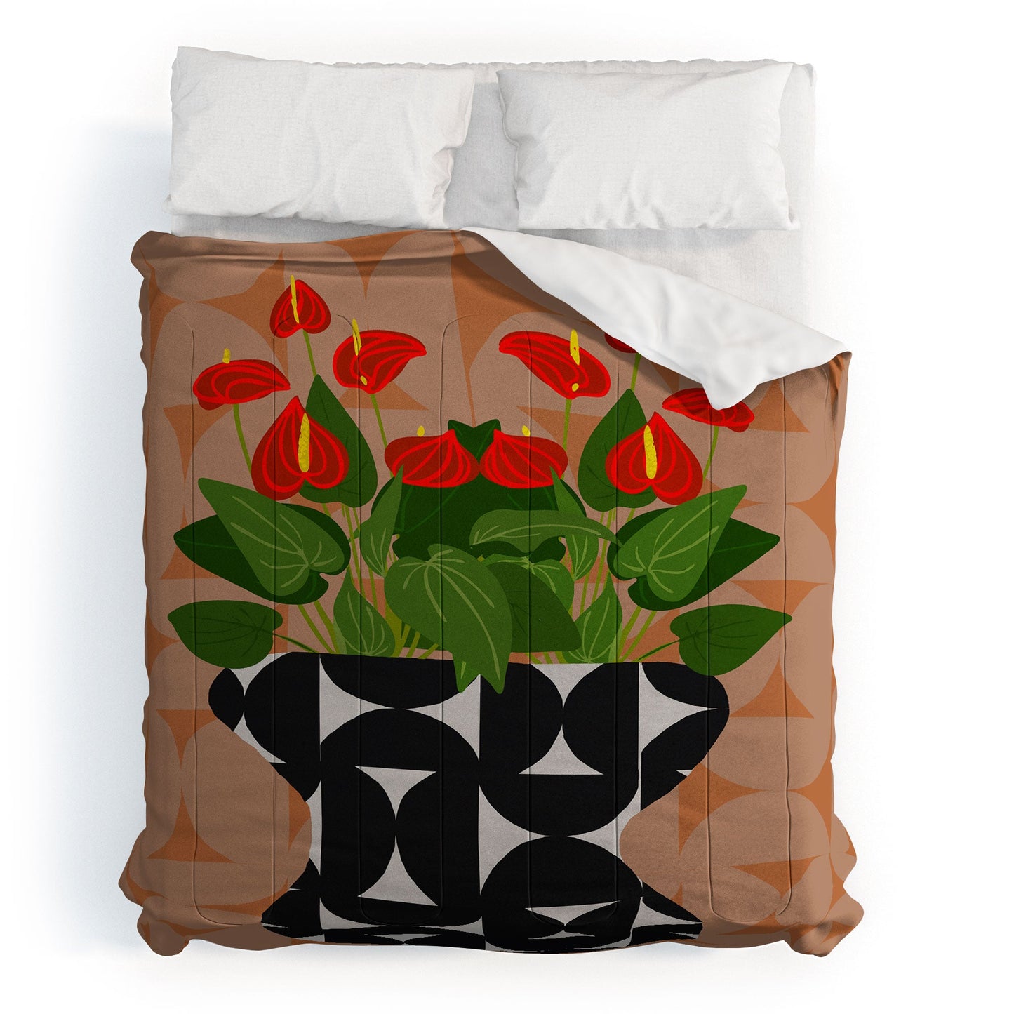 Coco de Paris Green plant retro style 7 Comforter