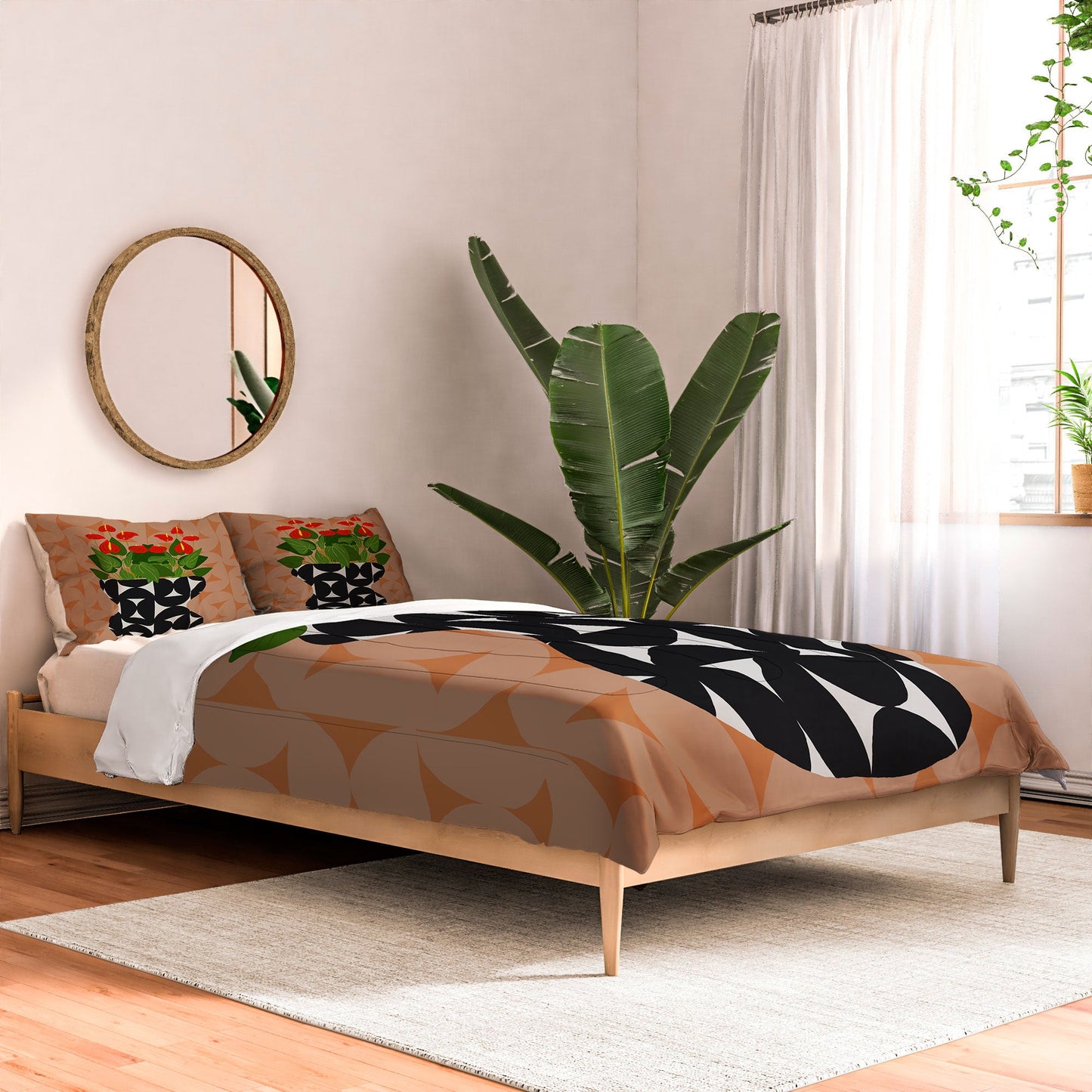 Coco de Paris Green plant retro style 7 Comforter