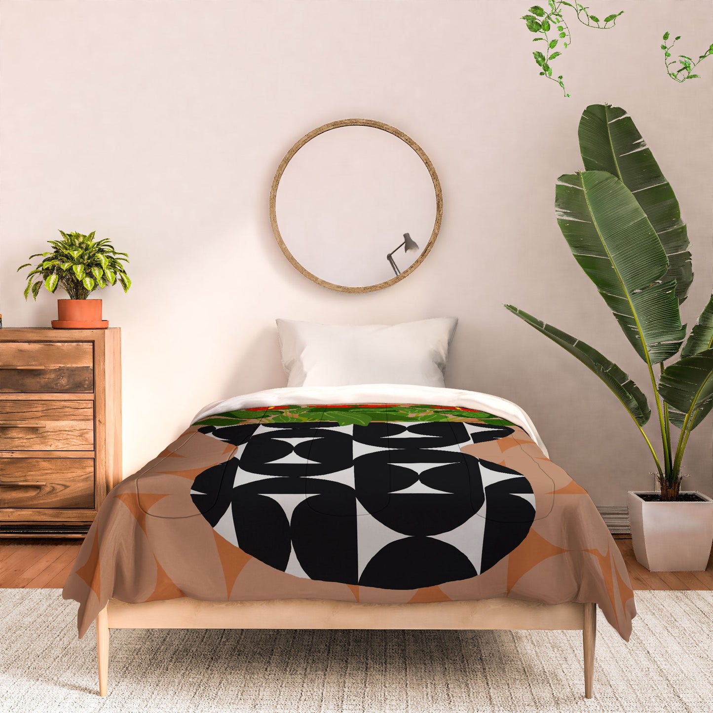 Coco de Paris Green plant retro style 7 Comforter