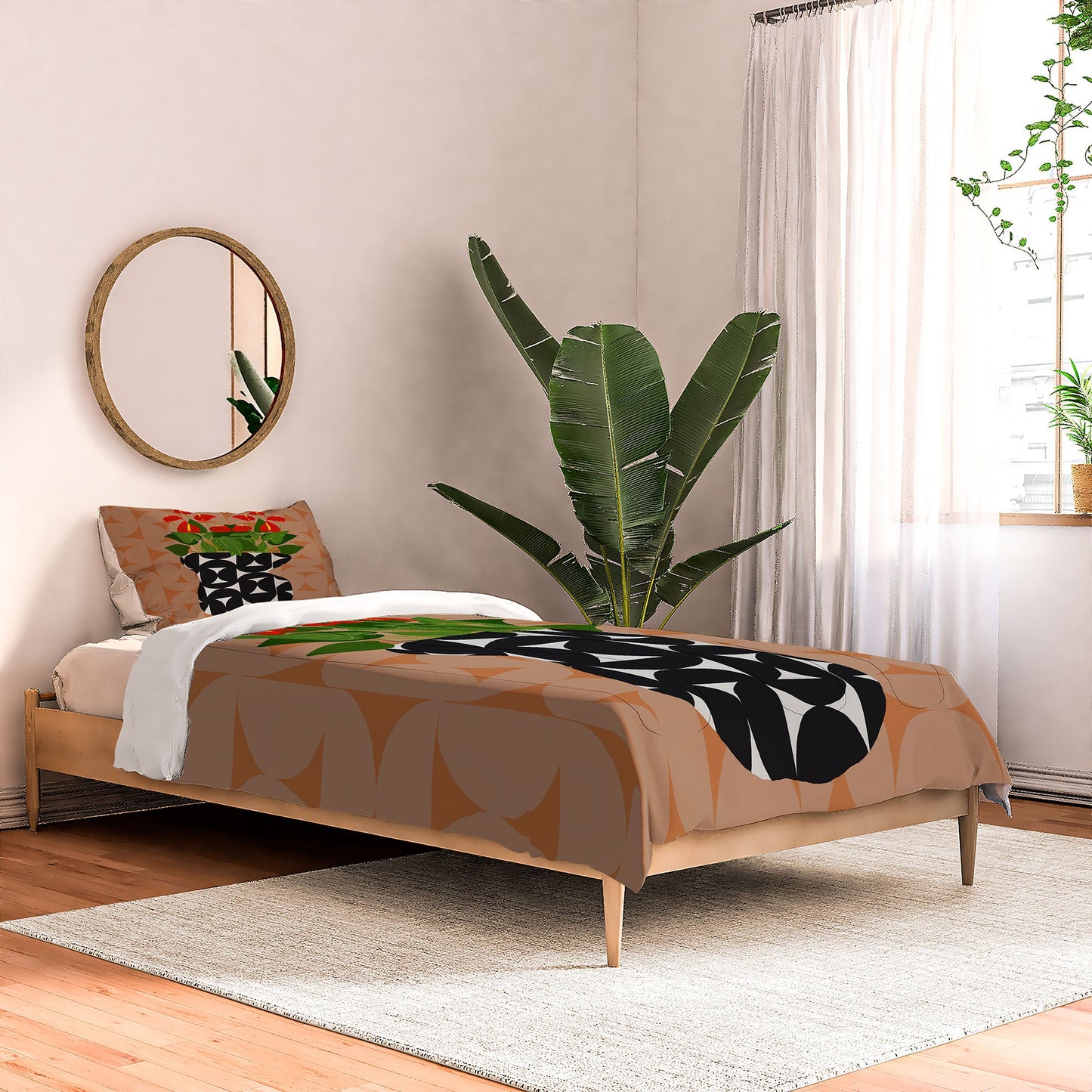 Coco de Paris Green plant retro style 7 Comforter