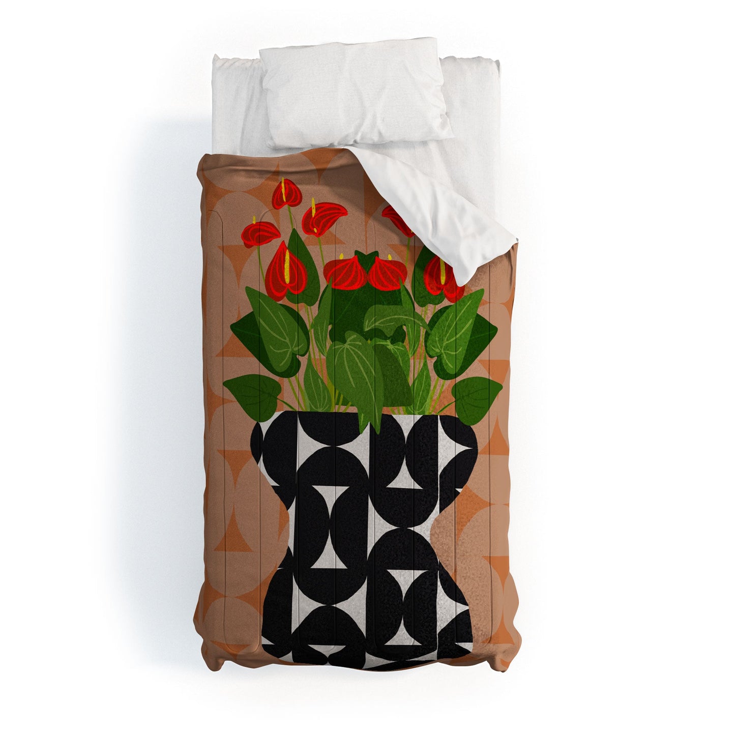 Coco de Paris Green plant retro style 7 Comforter