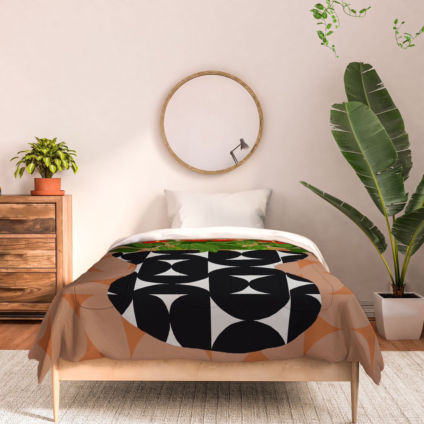 Coco de Paris Green plant retro style 7 Comforter