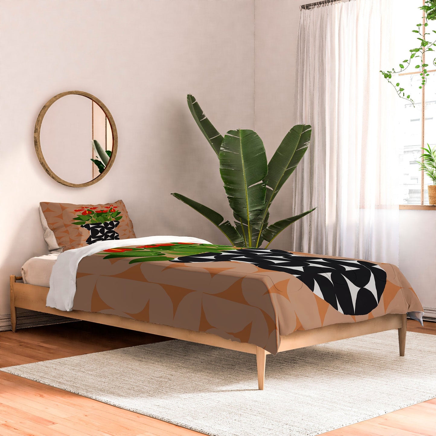 Coco de Paris Green plant retro style 7 Comforter