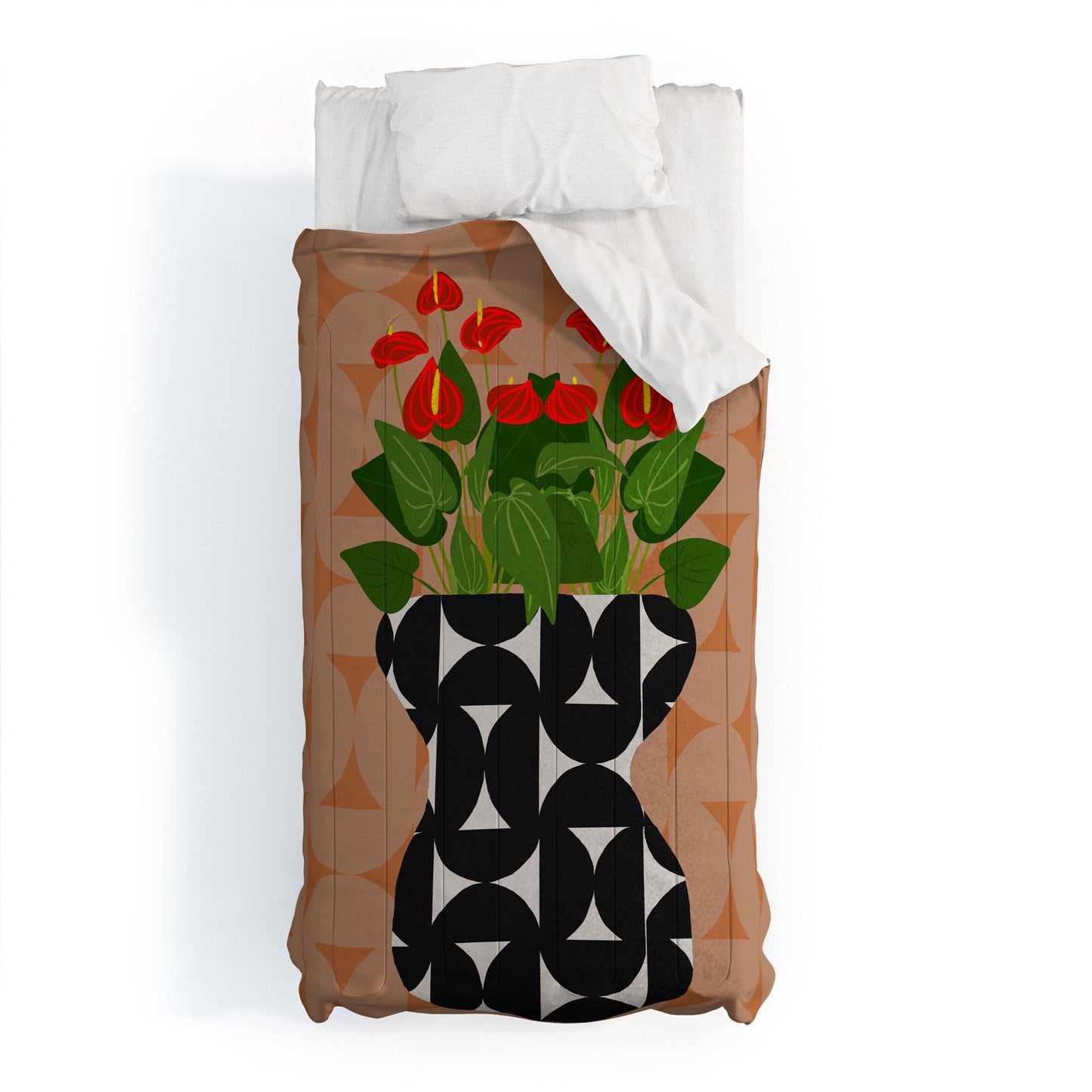 Coco de Paris Green plant retro style 7 Comforter