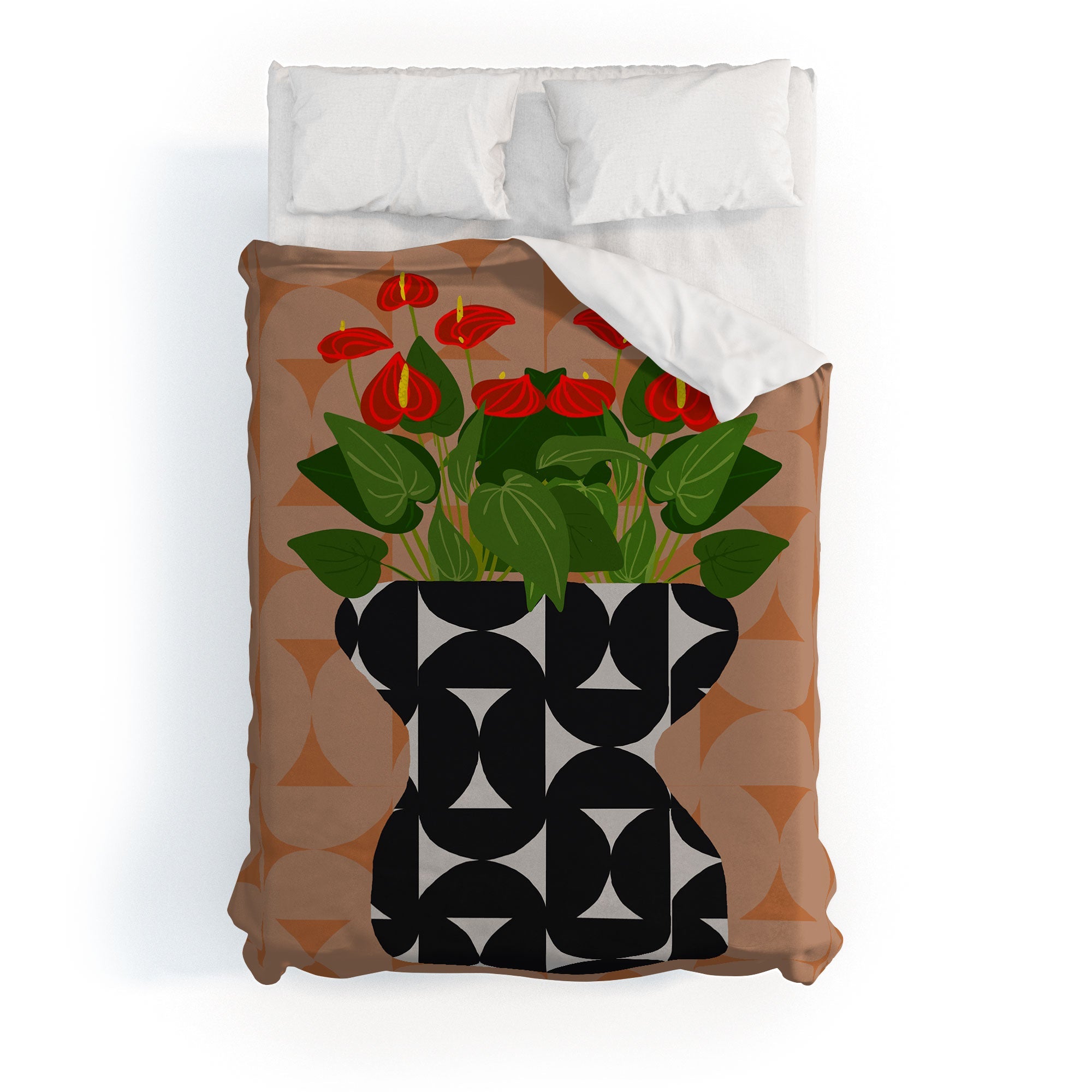 Coco de Paris Green plant retro style 7 Duvet Cover