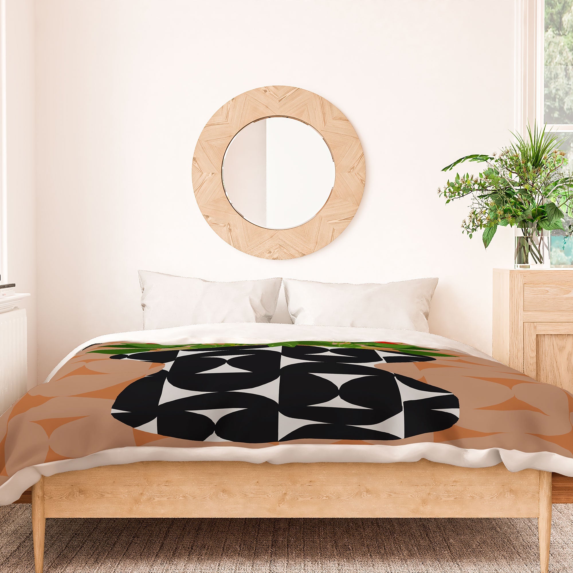Coco de Paris Green plant retro style 7 Duvet Cover