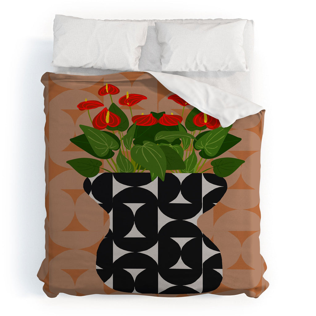 Coco de Paris Green plant retro style 7 Duvet Cover