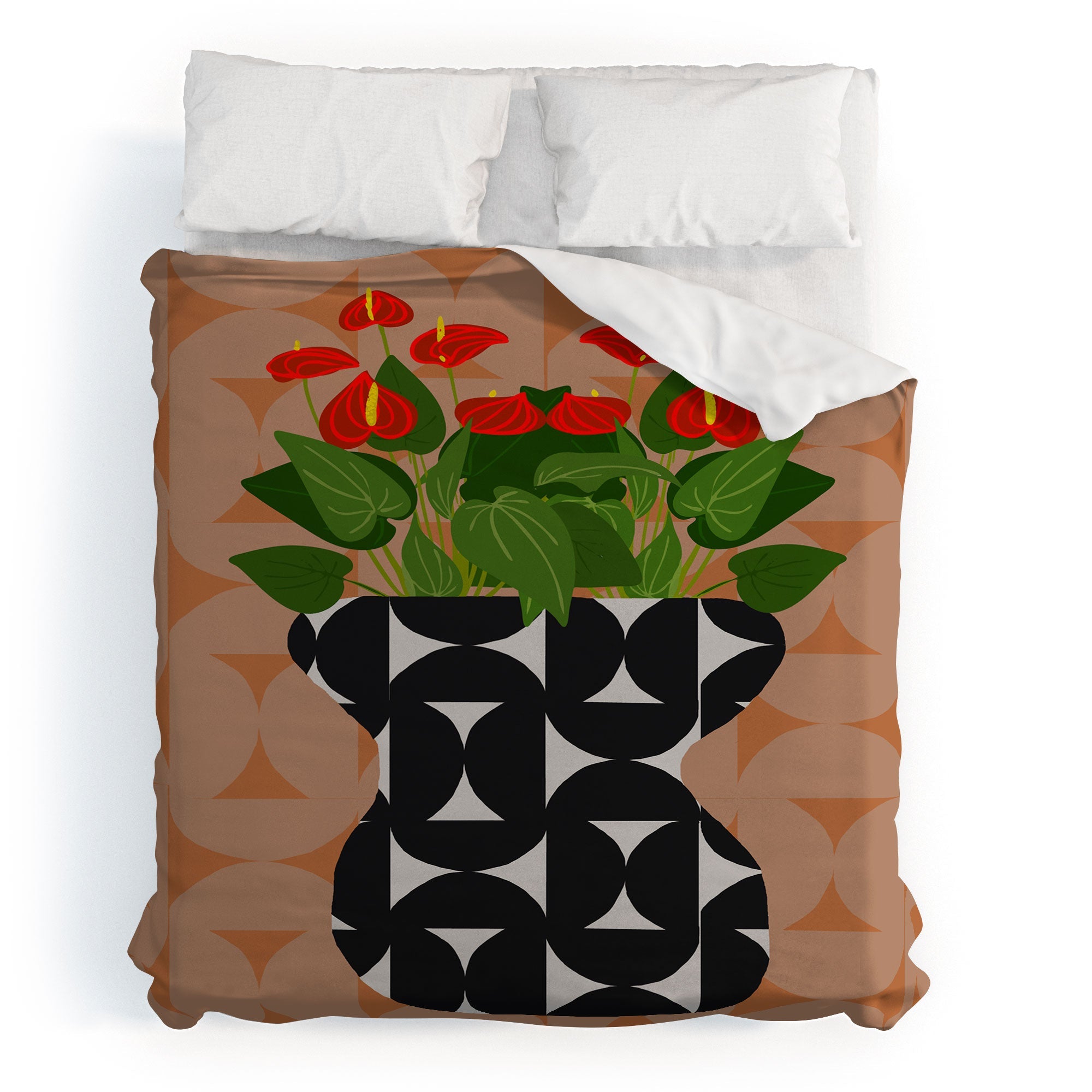 Coco de Paris Green plant retro style 7 Duvet Cover