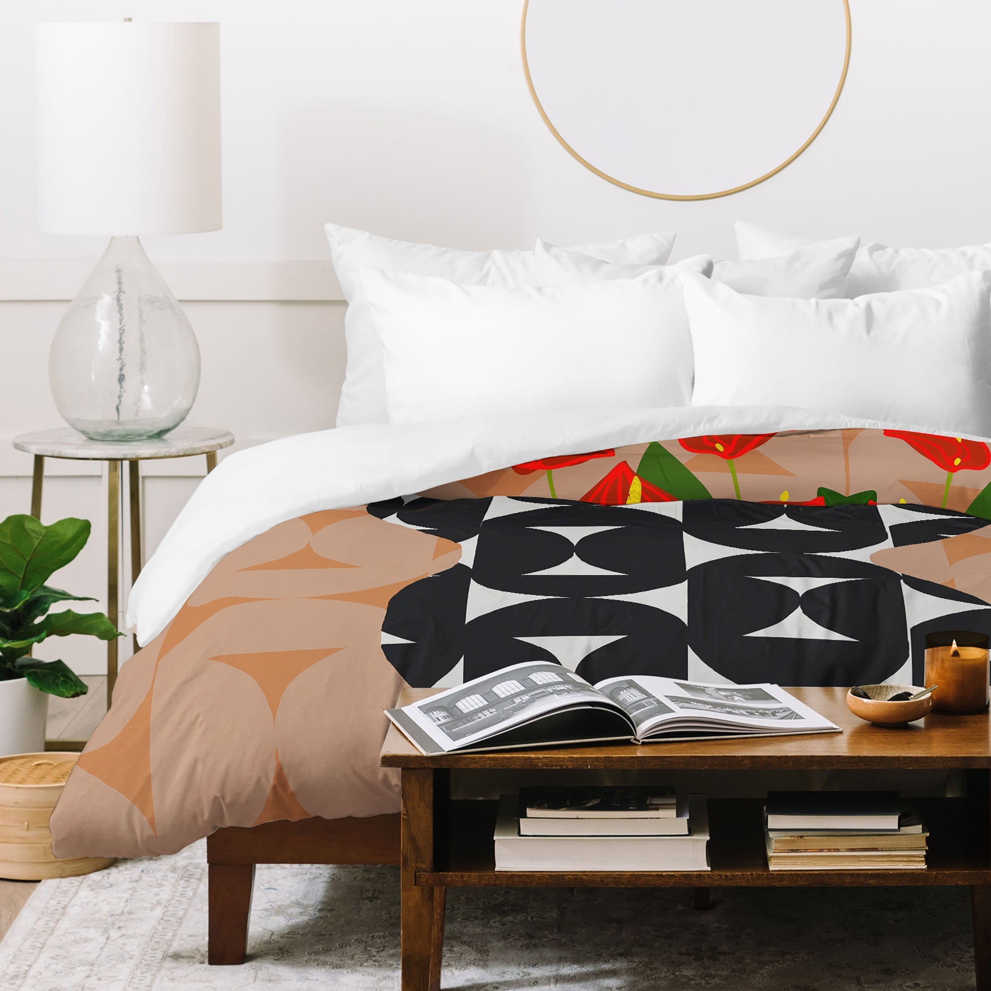 Coco de Paris Green plant retro style 7 Duvet Cover