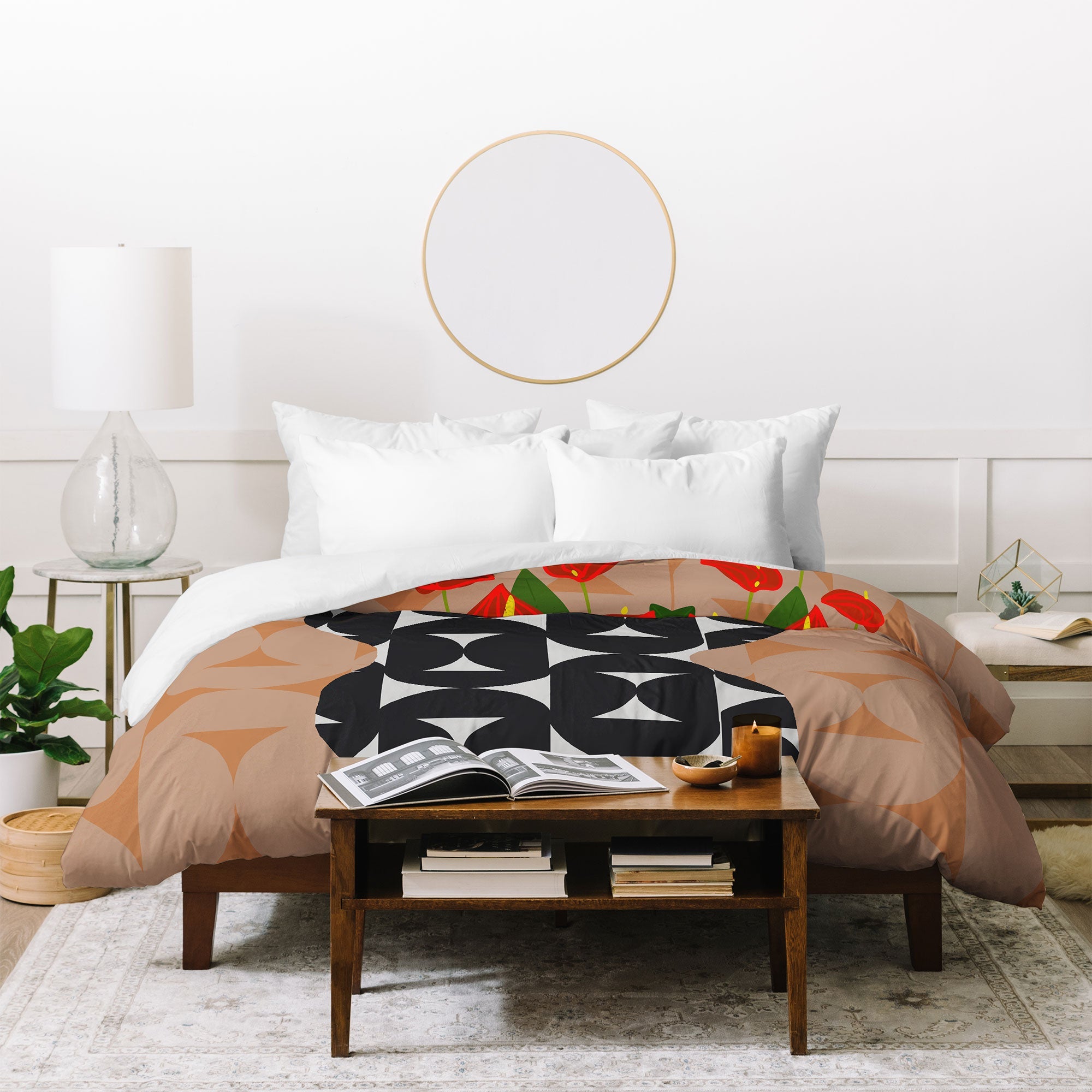 Coco de Paris Green plant retro style 7 Duvet Cover