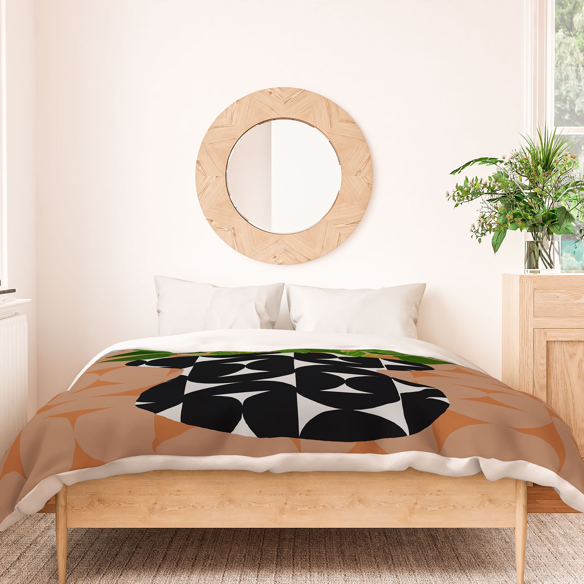 Coco de Paris Green plant retro style 7 Duvet Cover