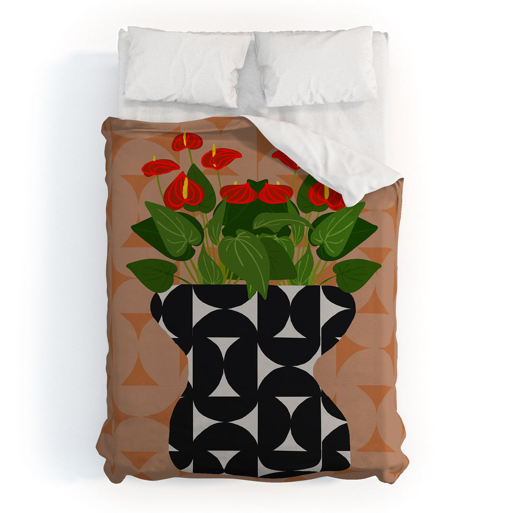 Coco de Paris Green plant retro style 7 Duvet Cover
