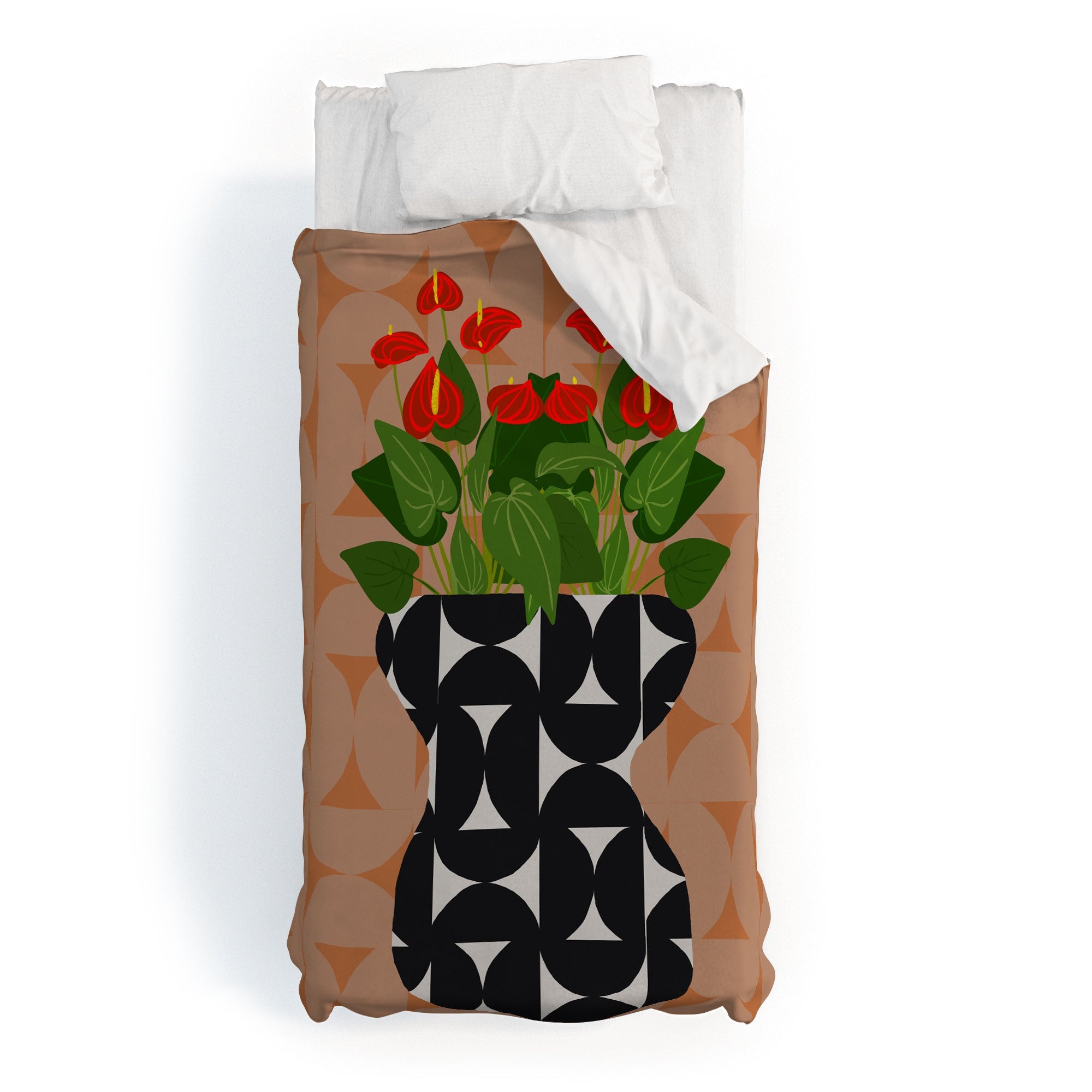 Coco de Paris Green plant retro style 7 Duvet Cover
