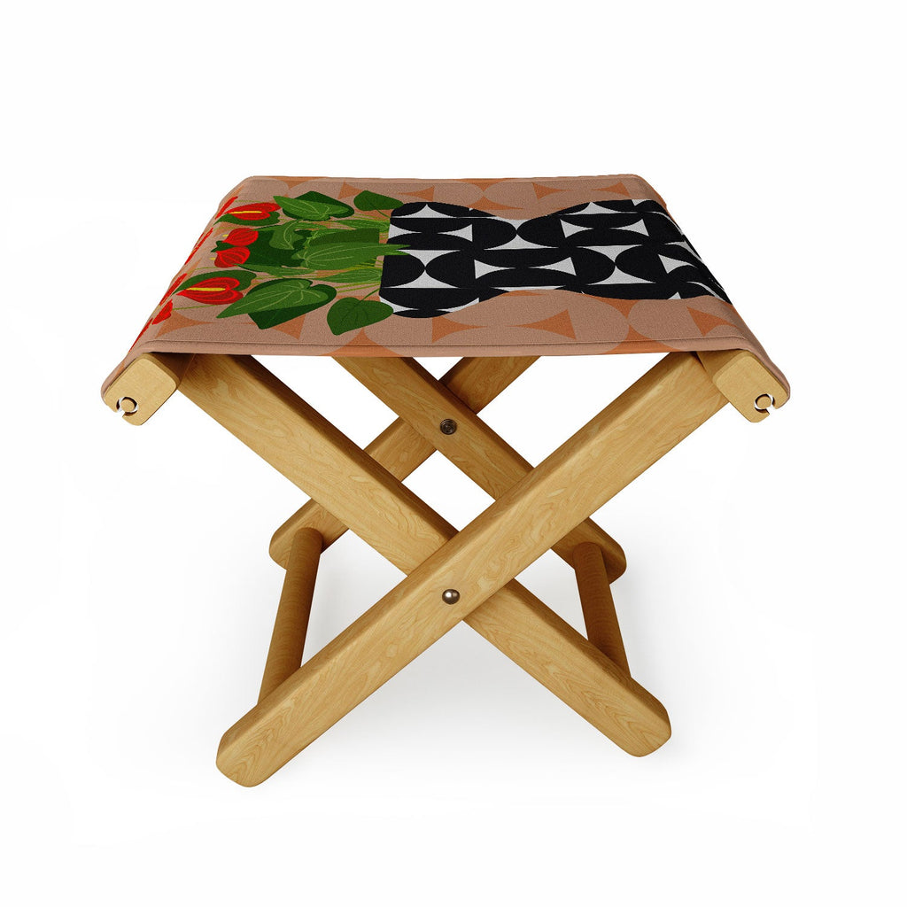 Coco de Paris Green plant retro style 7 Folding Stool