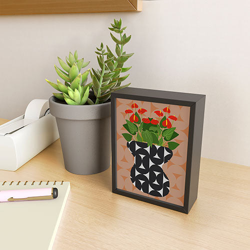 Coco de Paris Green plant retro style 7 Framed Mini Art Print