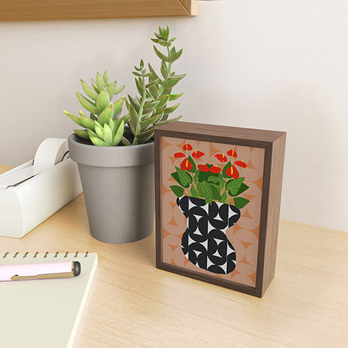 Coco de Paris Green plant retro style 7 Framed Mini Art Print