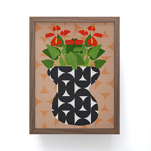 Coco de Paris Green plant retro style 7 Framed Mini Art Print