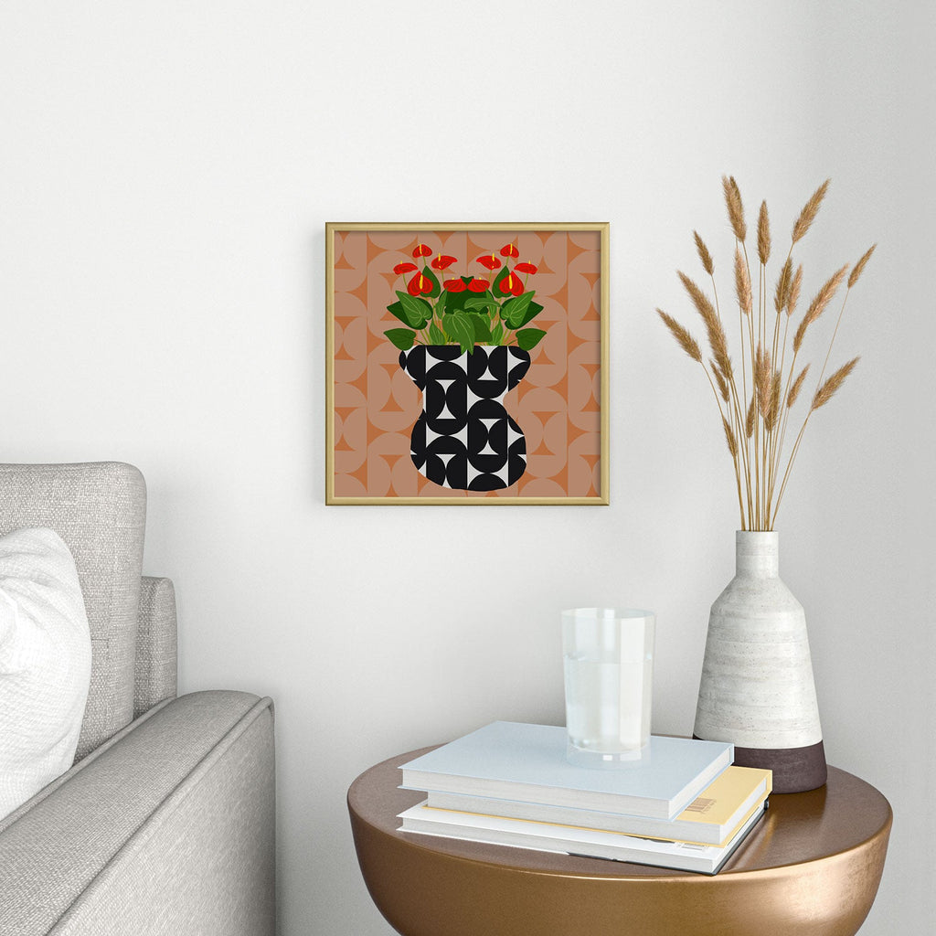Coco de Paris Green plant retro style 7 Square Metal Framed Art Print