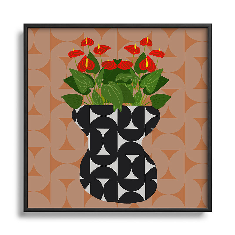 Coco de Paris Green plant retro style 7 Square Metal Framed Art Print