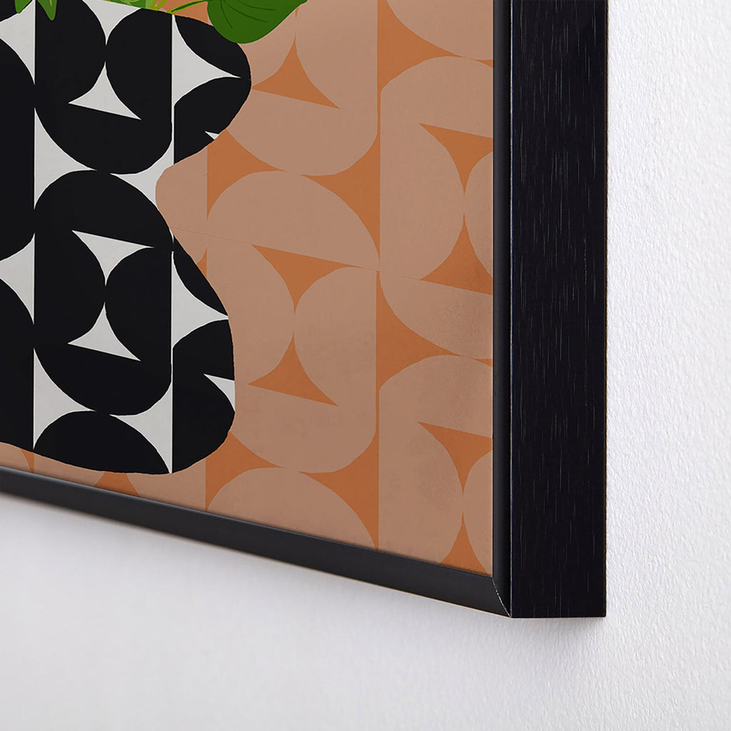 Coco de Paris Green plant retro style 7 Square Metal Framed Art Print