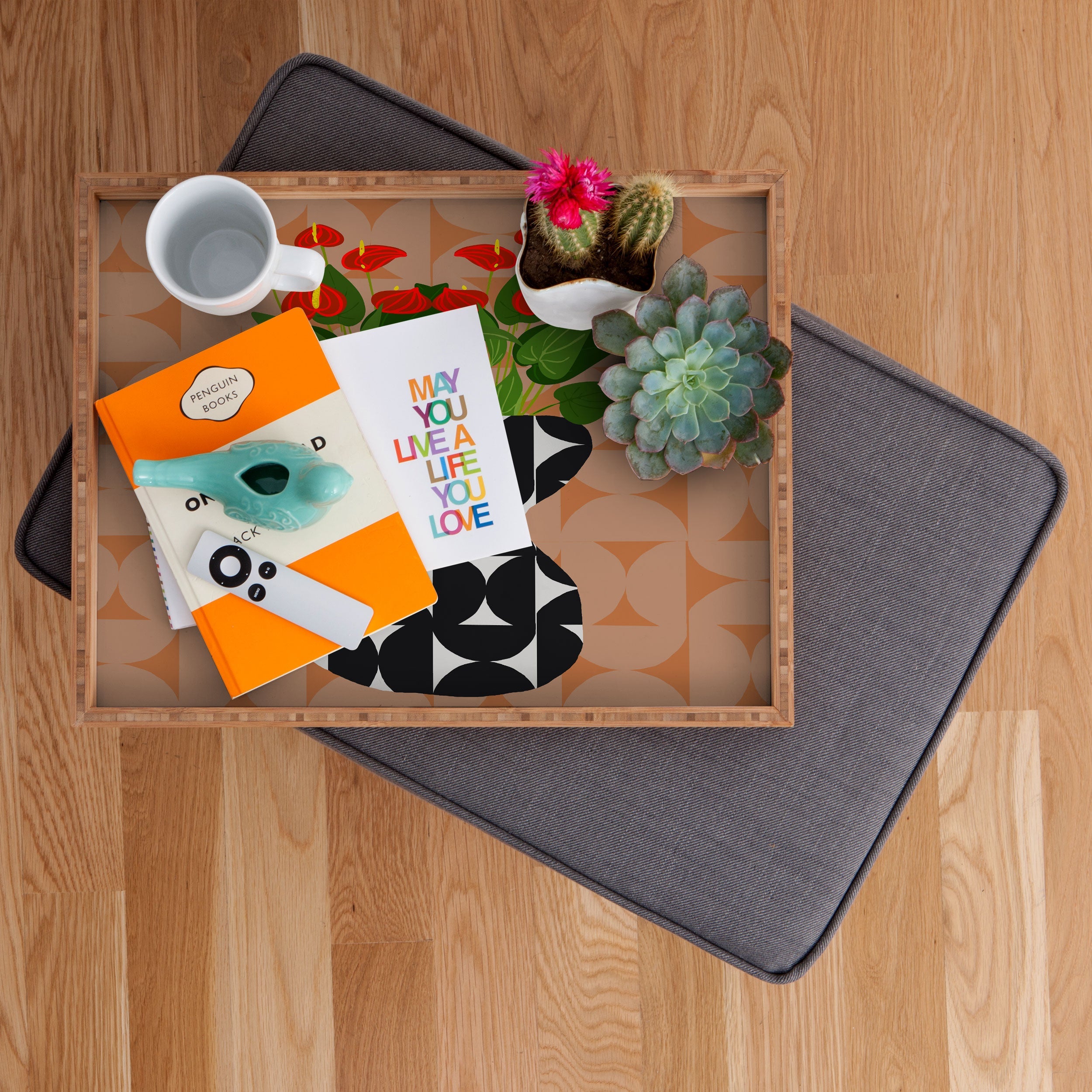 Coco de Paris Green plant retro style 7 Rectangular Tray
