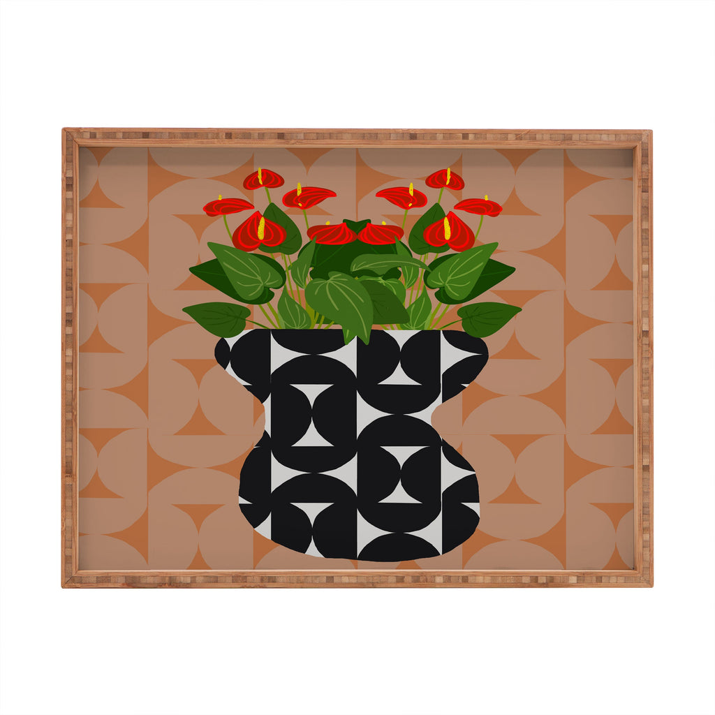 Coco de Paris Green plant retro style 7 Rectangular Tray