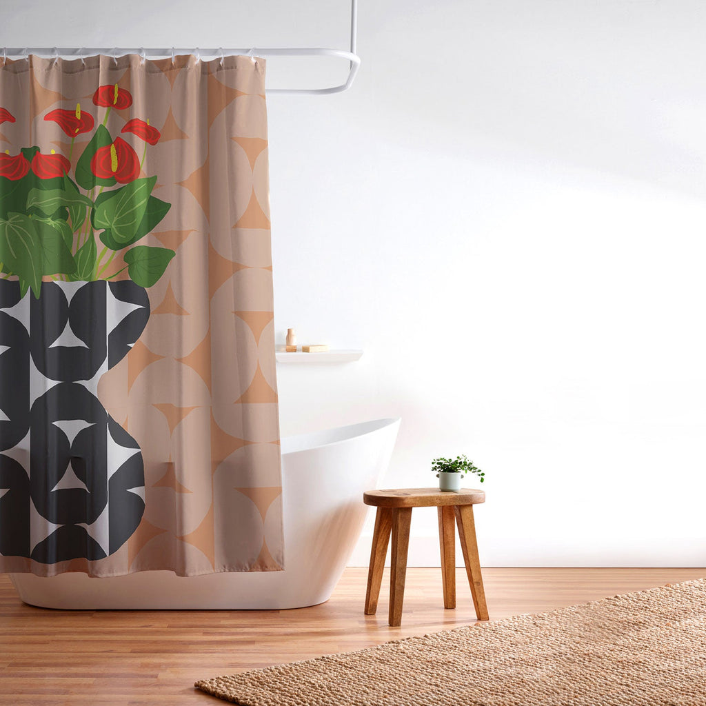 Coco de Paris Green plant retro style 7 Shower Curtain