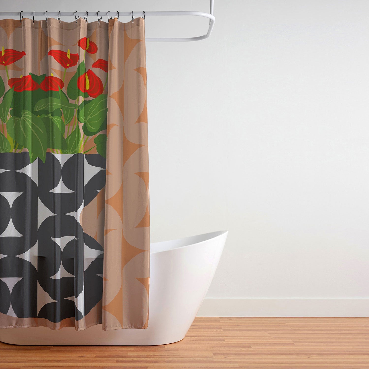 Coco de Paris Green plant retro style 7 Shower Curtain