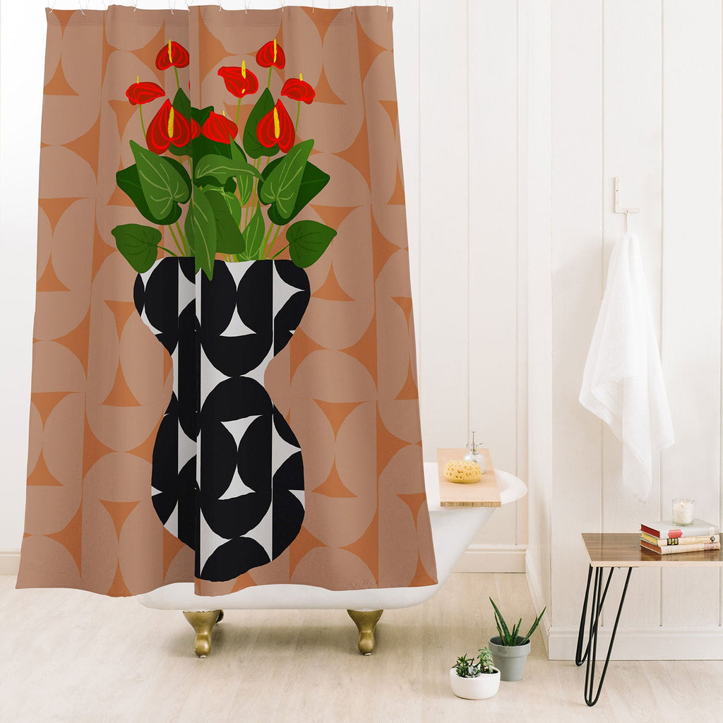 Coco de Paris Green plant retro style 7 Shower Curtain