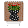 Coco de Paris Green plant retro style 7 Shower Curtain