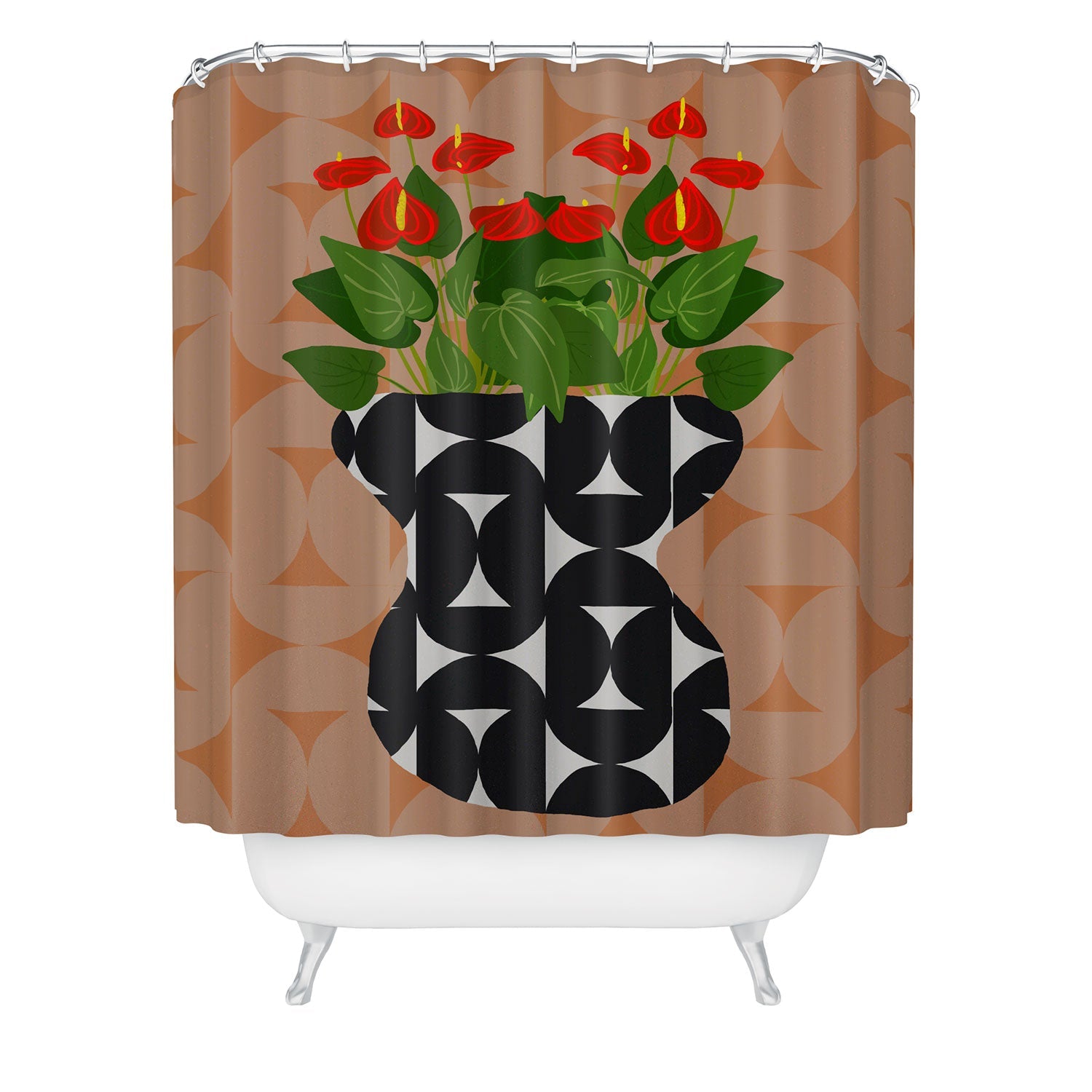 Coco de Paris Green plant retro style 7 Shower Curtain