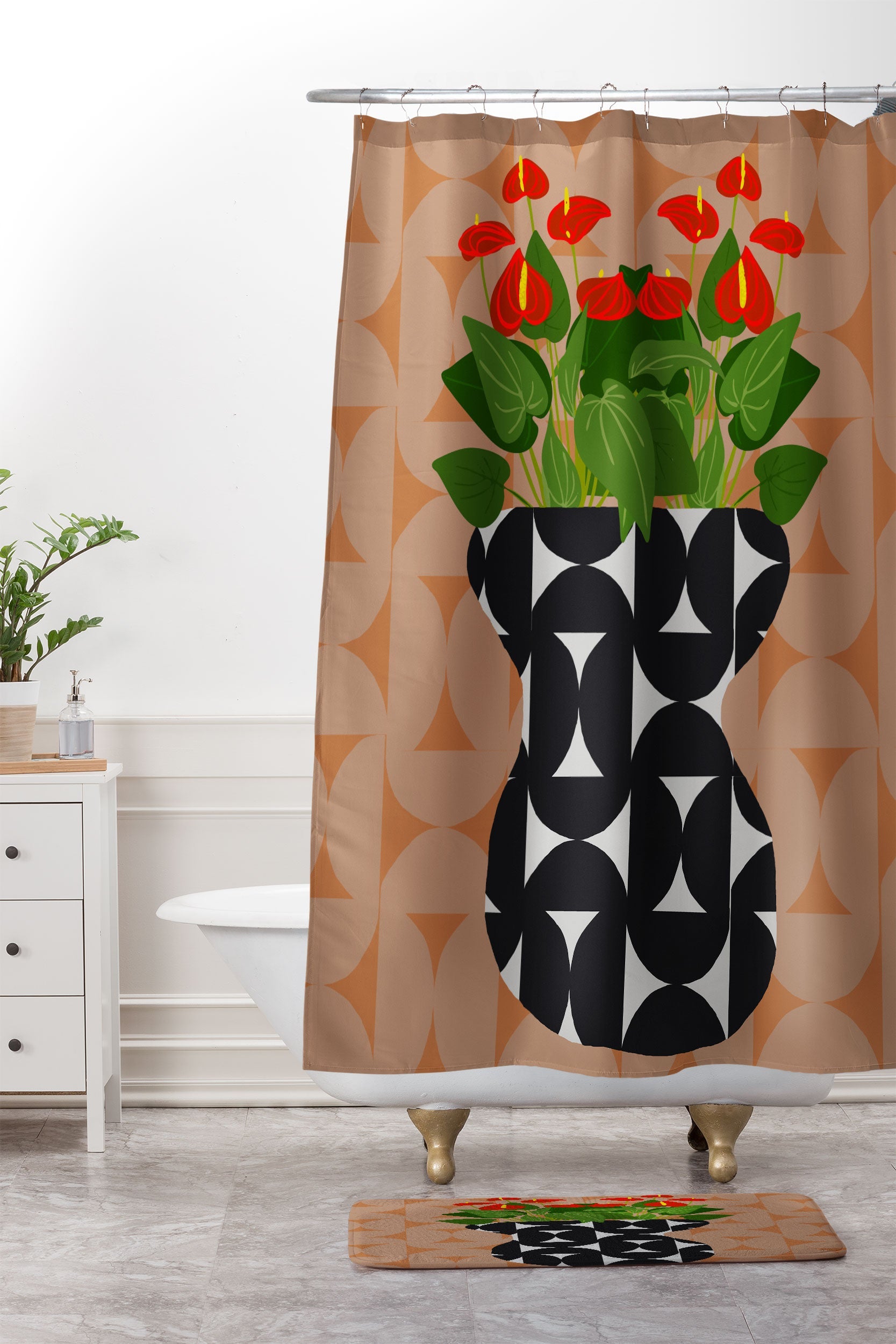 Coco de Paris Green plant retro style 7 Memory Foam Bath Mat