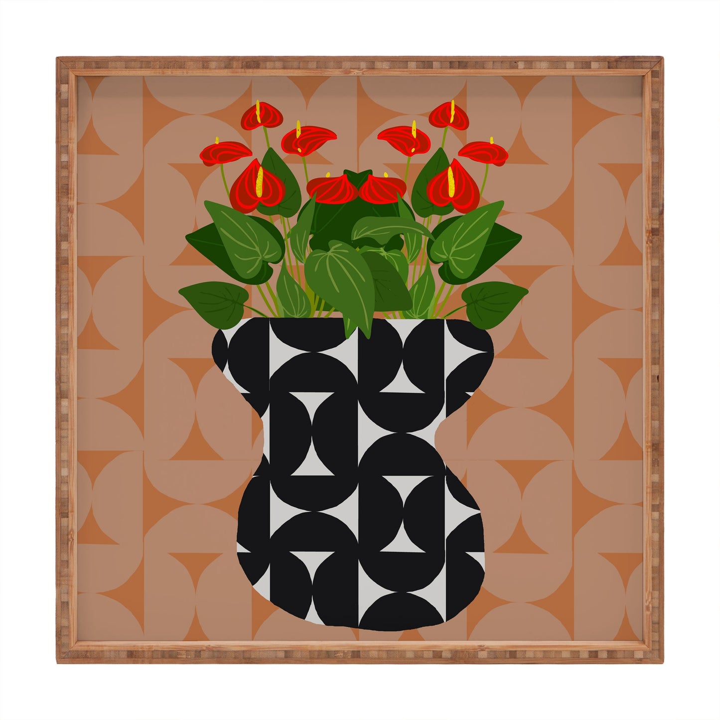 Coco de Paris Green plant retro style 7 Square Tray