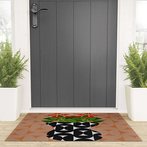 Coco de Paris Green plant retro style 7 Welcome Mat
