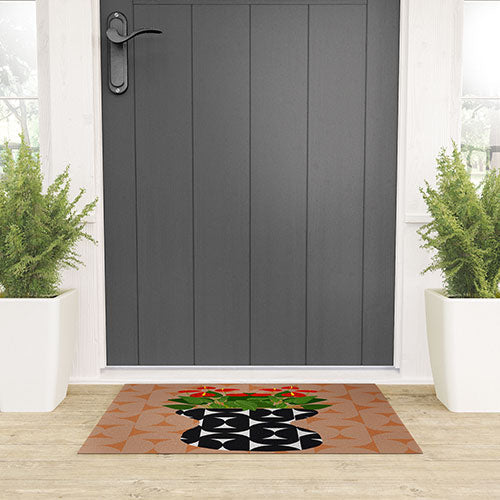 Coco de Paris Green plant retro style 7 Welcome Mat