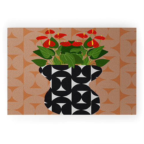 Coco de Paris Green plant retro style 7 Welcome Mat
