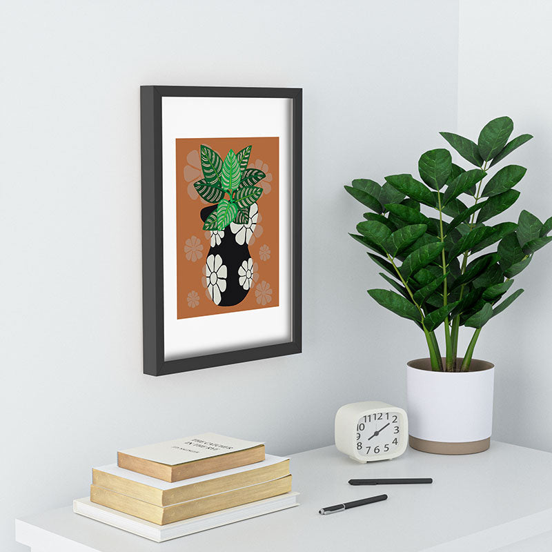Coco de Paris Green plant retro style 8 Recessed Framing Rectangle