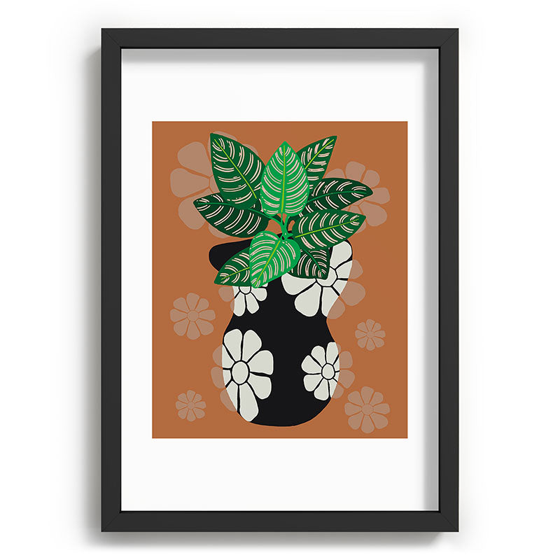 Coco de Paris Green plant retro style 8 Recessed Framing Rectangle