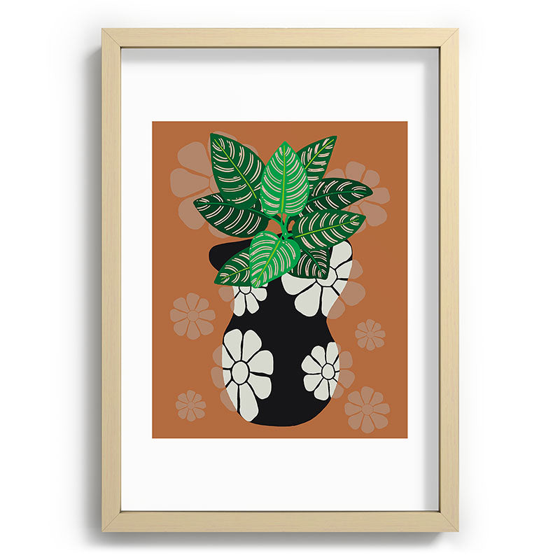 Coco de Paris Green plant retro style 8 Recessed Framing Rectangle