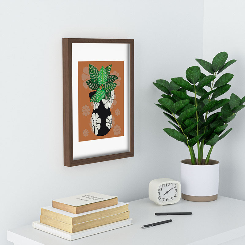 Coco de Paris Green plant retro style 8 Recessed Framing Rectangle
