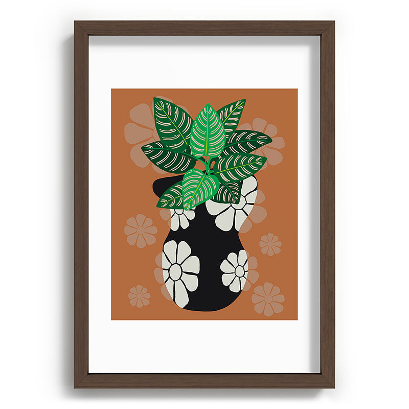 Coco de Paris Green plant retro style 8 Recessed Framing Rectangle