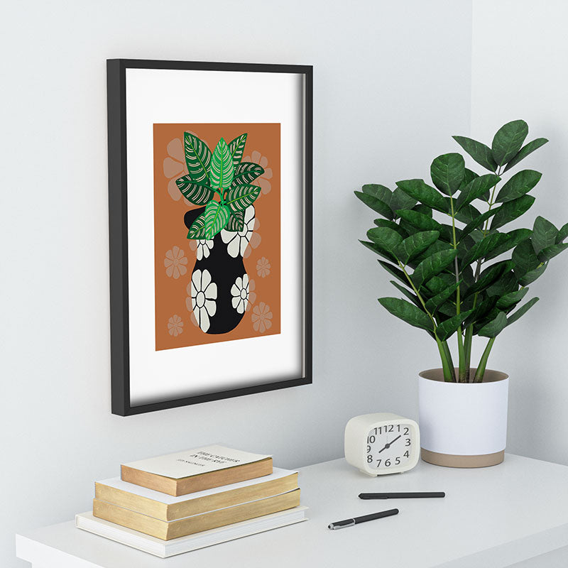 Coco de Paris Green plant retro style 8 Recessed Framing Rectangle