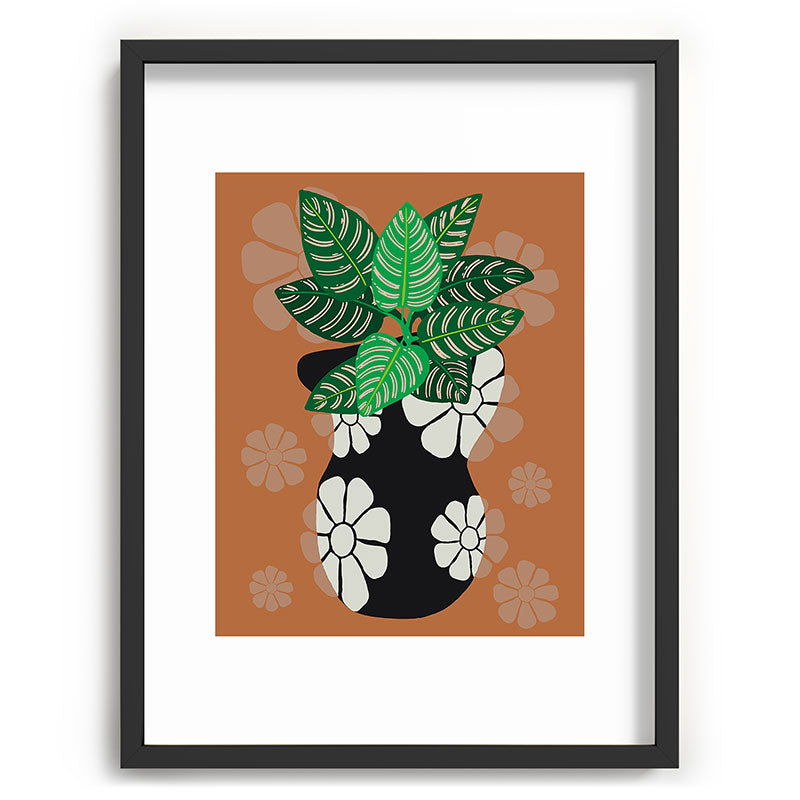 Coco de Paris Green plant retro style 8 Recessed Framing Rectangle